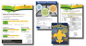 Image of various First Western Equipment Finance marketing material handouts about equipment financing programs