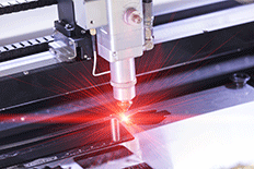 Close up of plasma cutter during operation