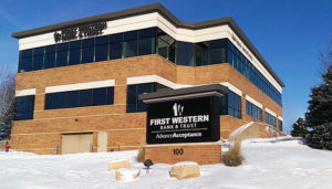 First Western Bank & Trust building with First Western Equipment Finance included in signage