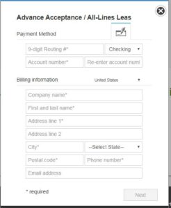 First Western Equipment Finance - Example of a Form on the Online Bill Payment Portal